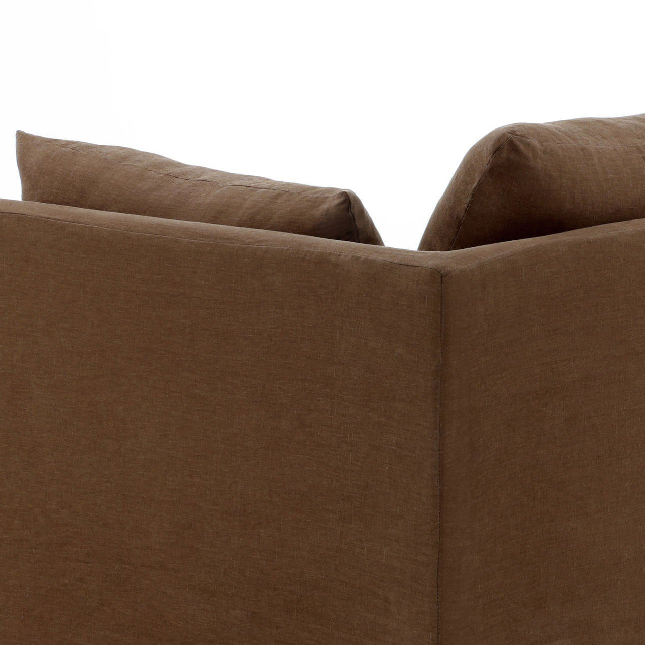 Lounge Brown Linen Upholstered Slipcovered Sofa 98"