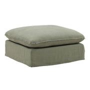 Cloud Green Linen Upholstered Slipcovered Ottoman 36"