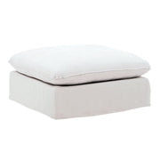 Cloud White Linen Upholstered Slipcovered Ottoman 36"