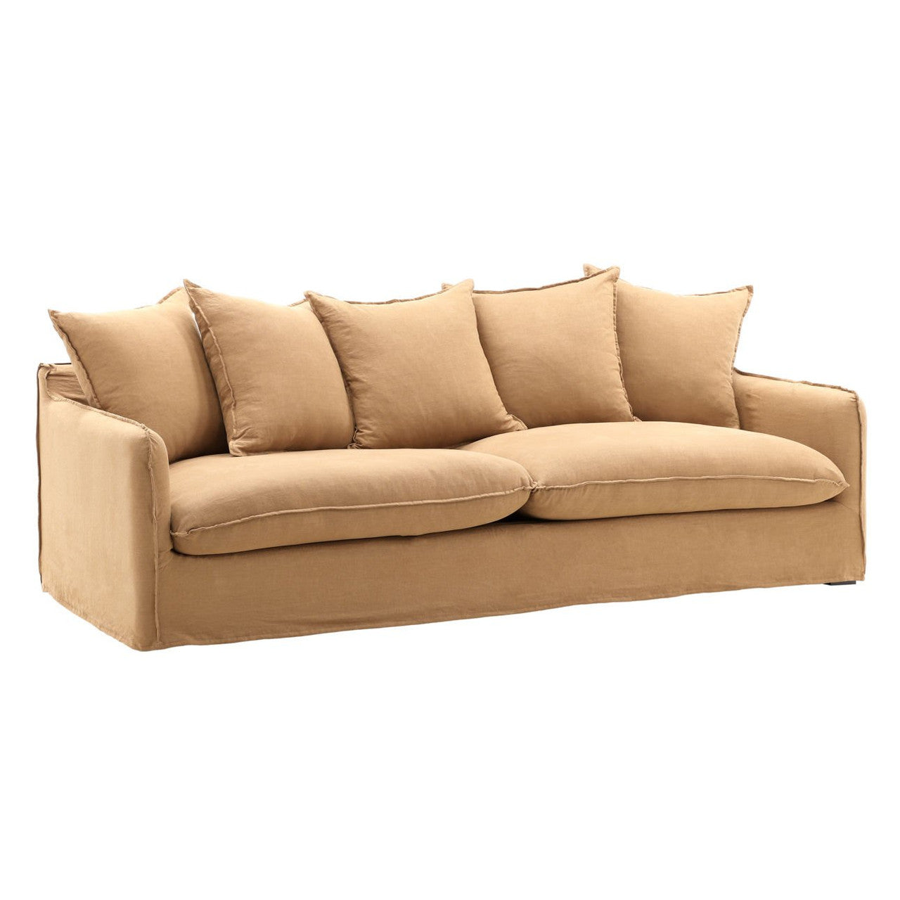 Cloud Wheat Linen Upholstered Slipcovered Sofa 96"