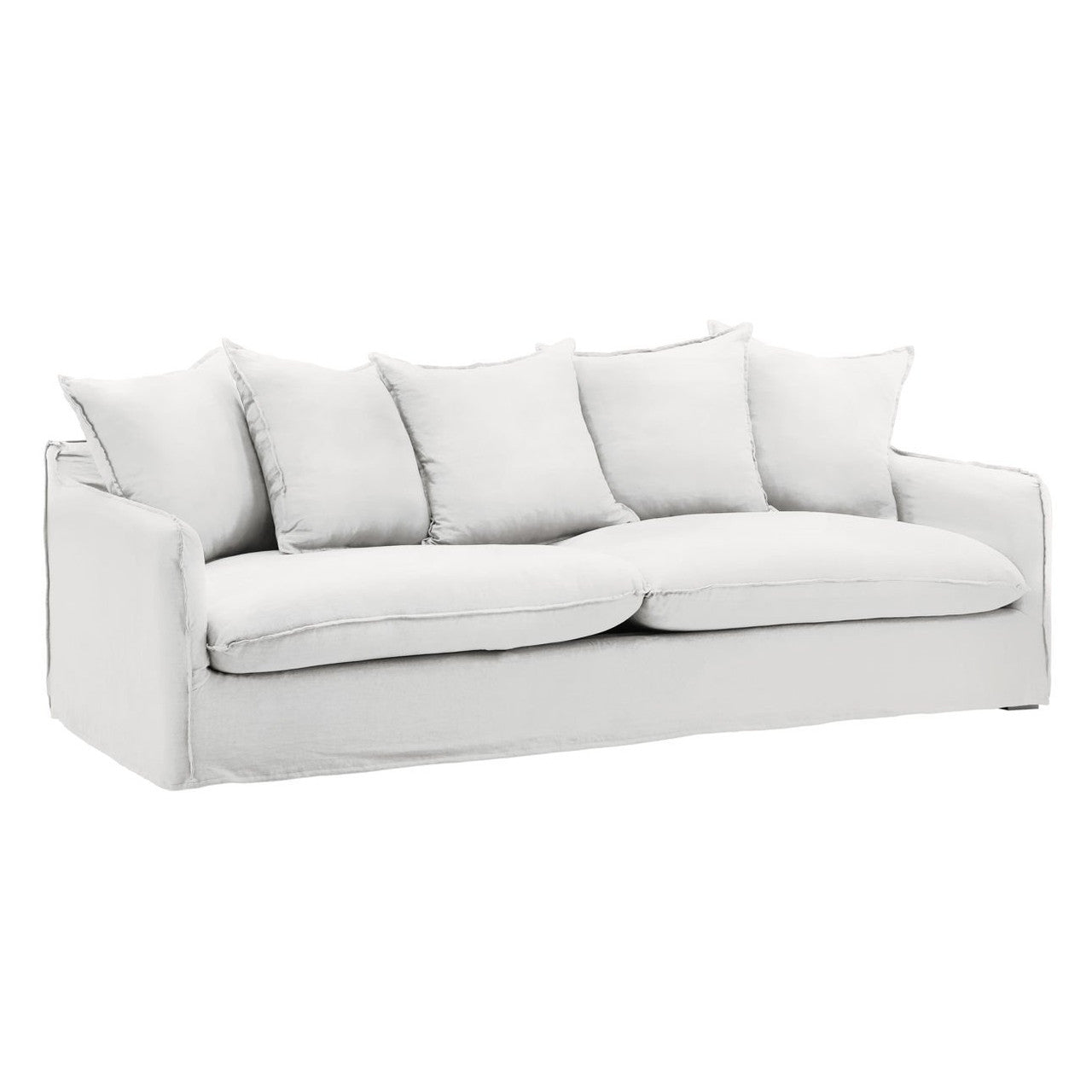 Cloud White Linen Upholstered Slipcovered Sofa 96"