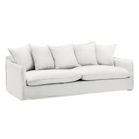 Cloud White Linen Upholstered Slipcovered Sofa 96"