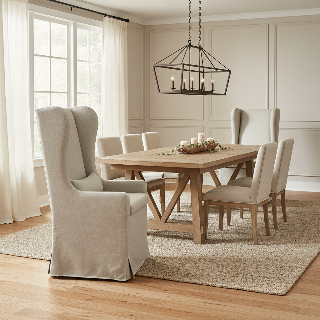 Elizabeth Linen Slipcovered Wingback Host Chair