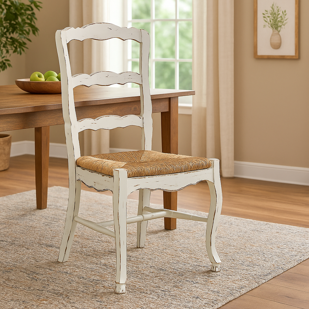 Ariane French Patisserie Ladderback White Side Chair
