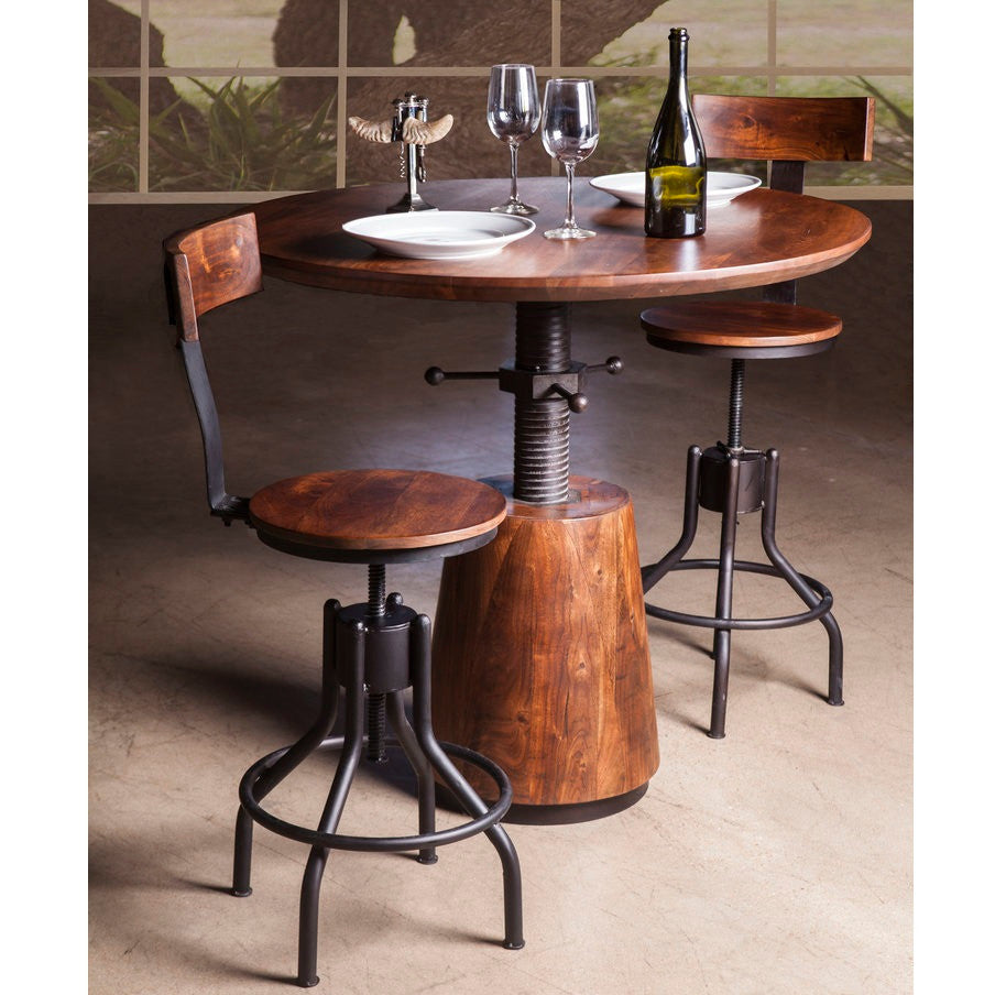 Industrial Solid Wood Adjustable Stools with back