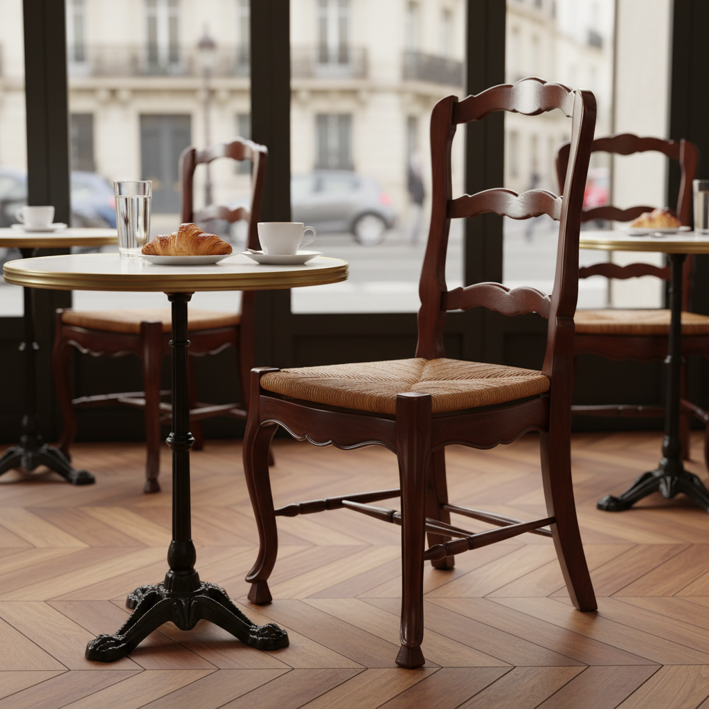 French Patisserie Ladderback Brown Side Chair