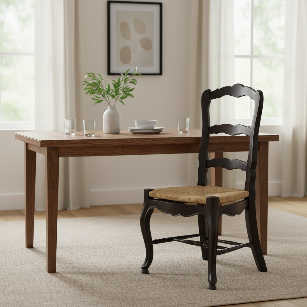 French Patisserie Ladderback Dark Brown Side Chair