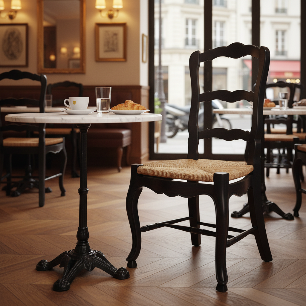 French Patisserie Ladderback Dark Brown Side Chair