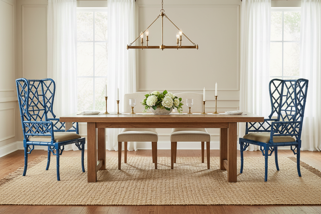 Chippendale Blue Wingback Host Chair 27"