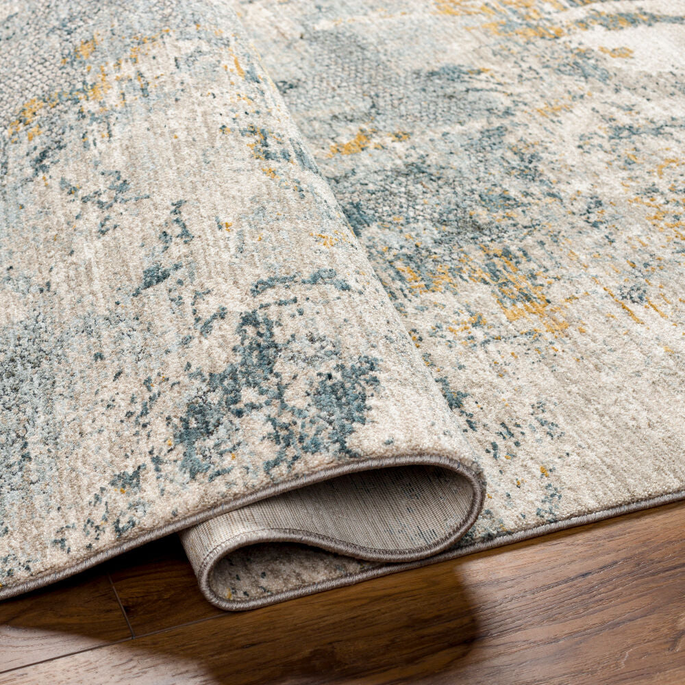 Dresden Deep Teal/Taupe Machine Woven Rug DRE-2300 - fold