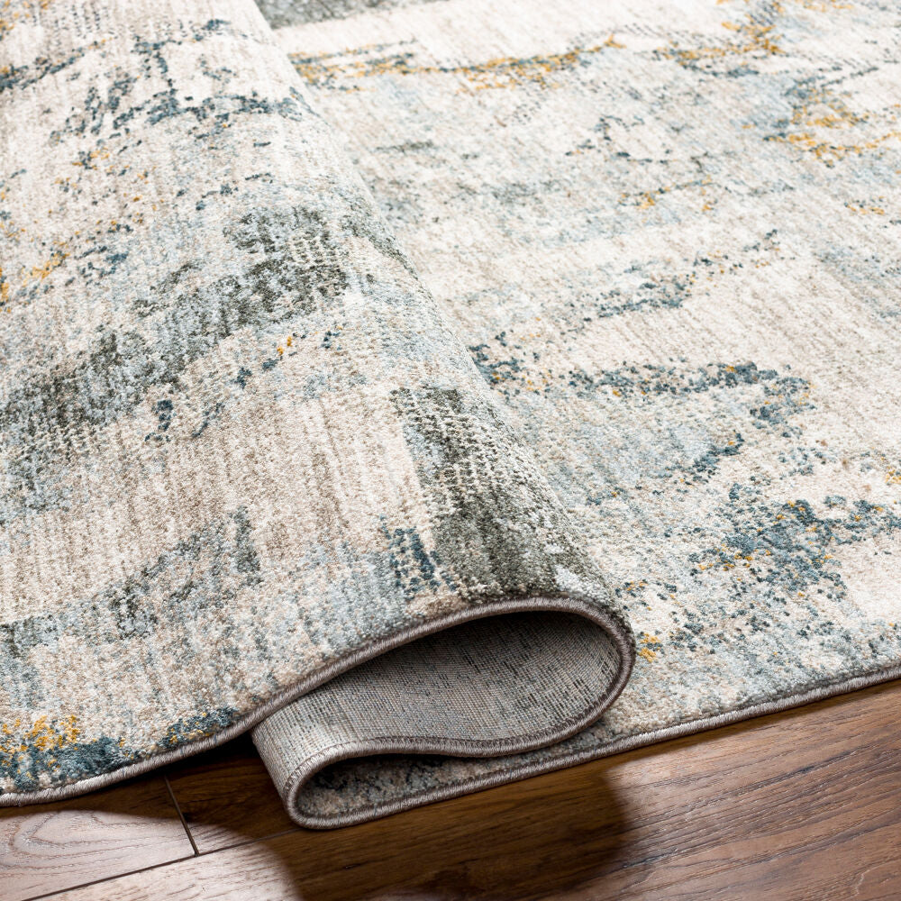 Dresden Deep Teal/Taupe Machine Woven Rug DRE-2301 - fold