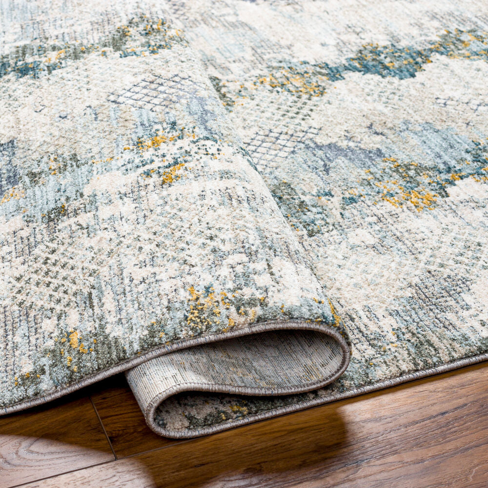 Dresden Deep Teal/Taupe Machine Woven Rug DRE-2303 - fold