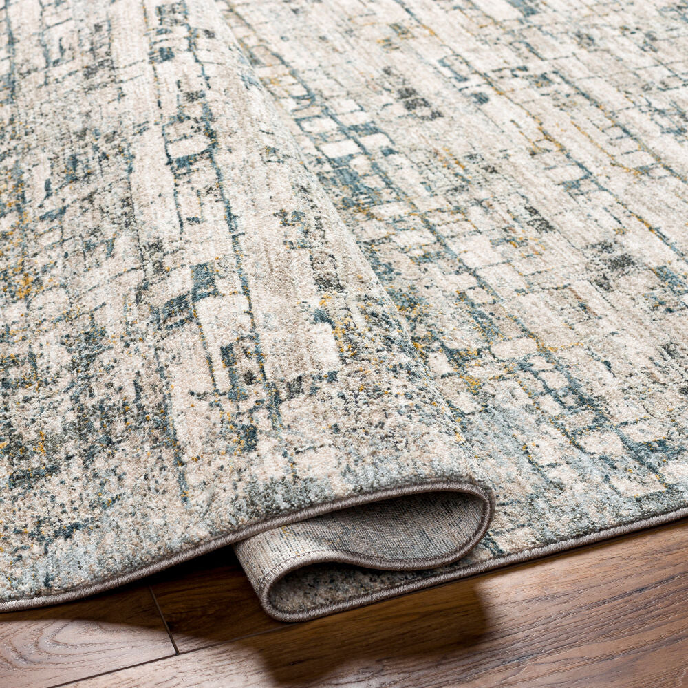 Dresden Deep Teal/Taupe Machine Woven Rug DRE-2304 - fold