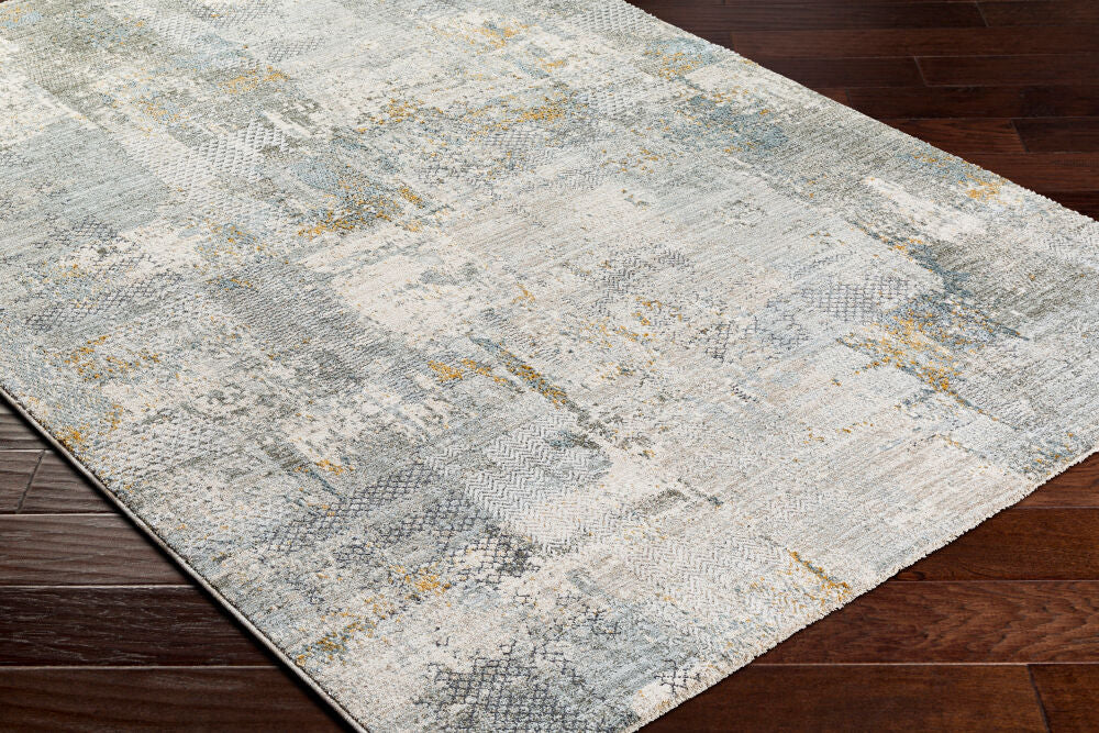 Dresden Deep Teal/Taupe Machine Woven Rug DRE-2305 - corner