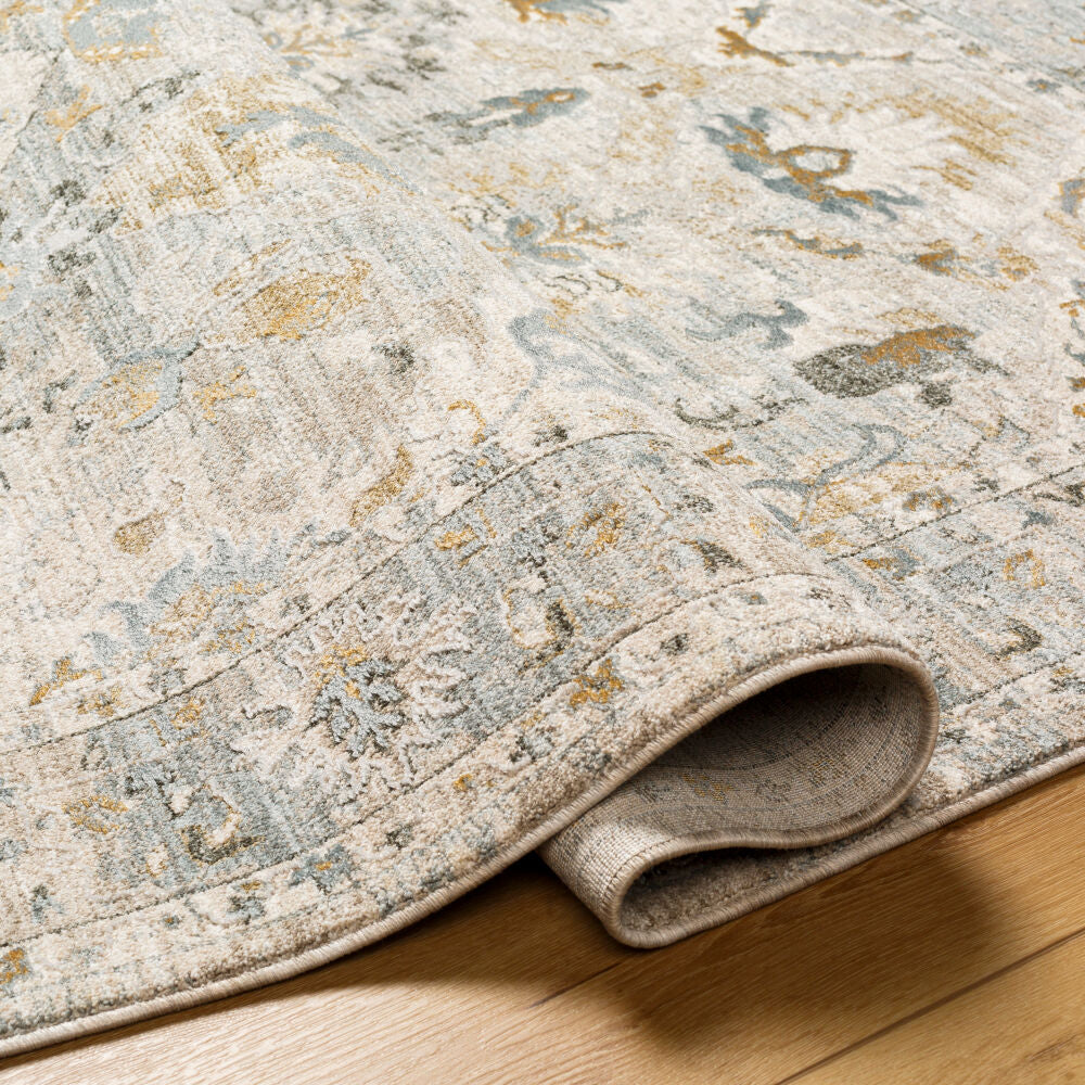 Dresden Deep Teal/Taupe Machine Woven Rug DRE-2308 - fold