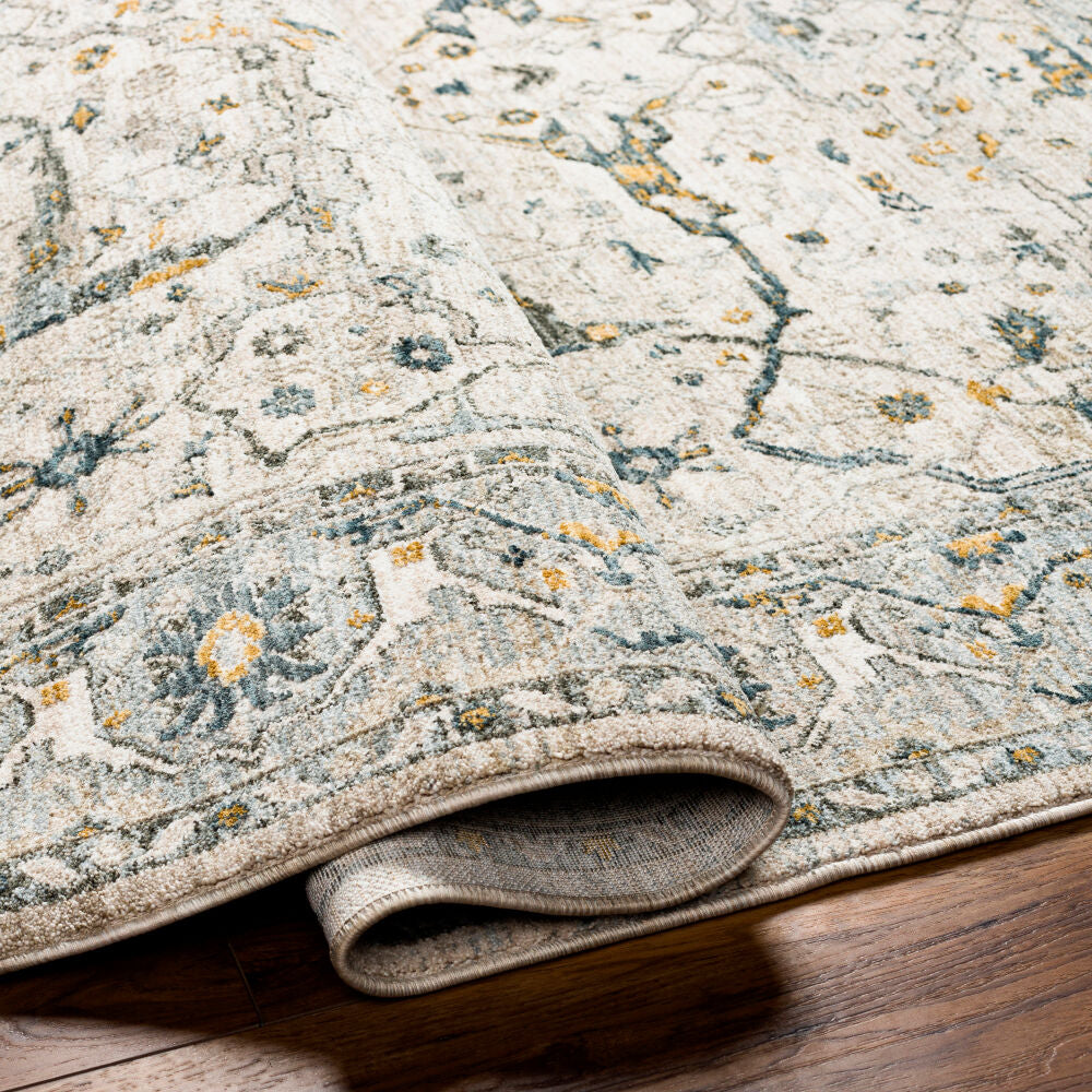 Dresden Deep Teal/Taupe Machine Woven Rug DRE-2309 - fold