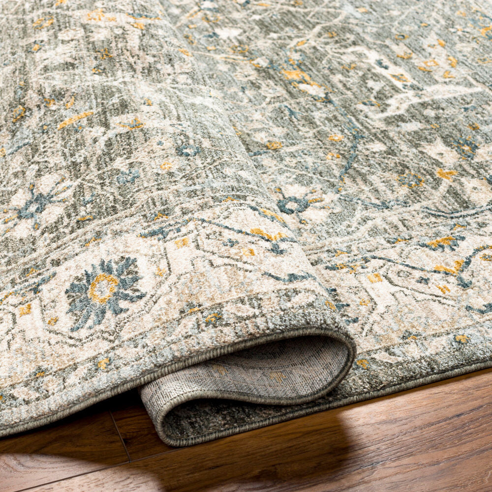 Dresden Deep Teal/Taupe Machine Woven Rug DRE-2310 - fold