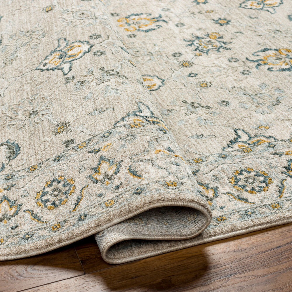 Dresden Deep Teal/Taupe Machine Woven Rug DRE-2311 - fold