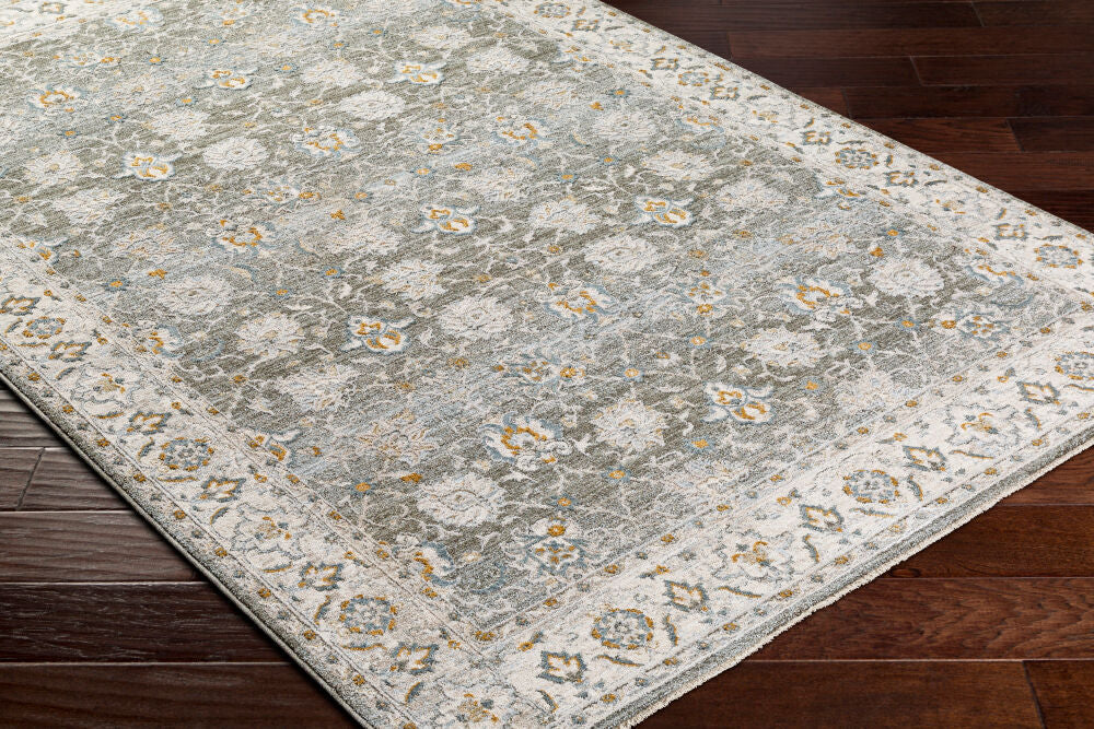 Dresden Deep Teal/Taupe Machine Woven Rug DRE-2312 - corner