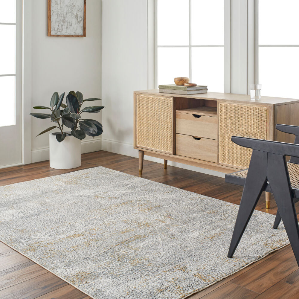 Dresden Denim/White Machine Woven Rug DRE-2313 - roomscene