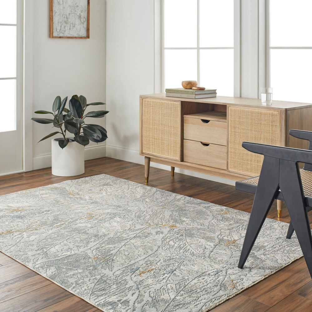 Dresden Denim/White Machine Woven Rug DRE-2317 - roomscene