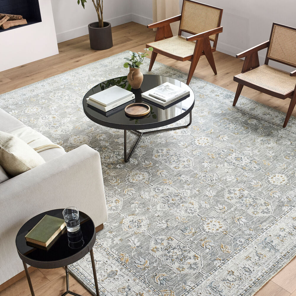 Dresden Denim/White Machine Woven Rug DRE-2324 - roomscene