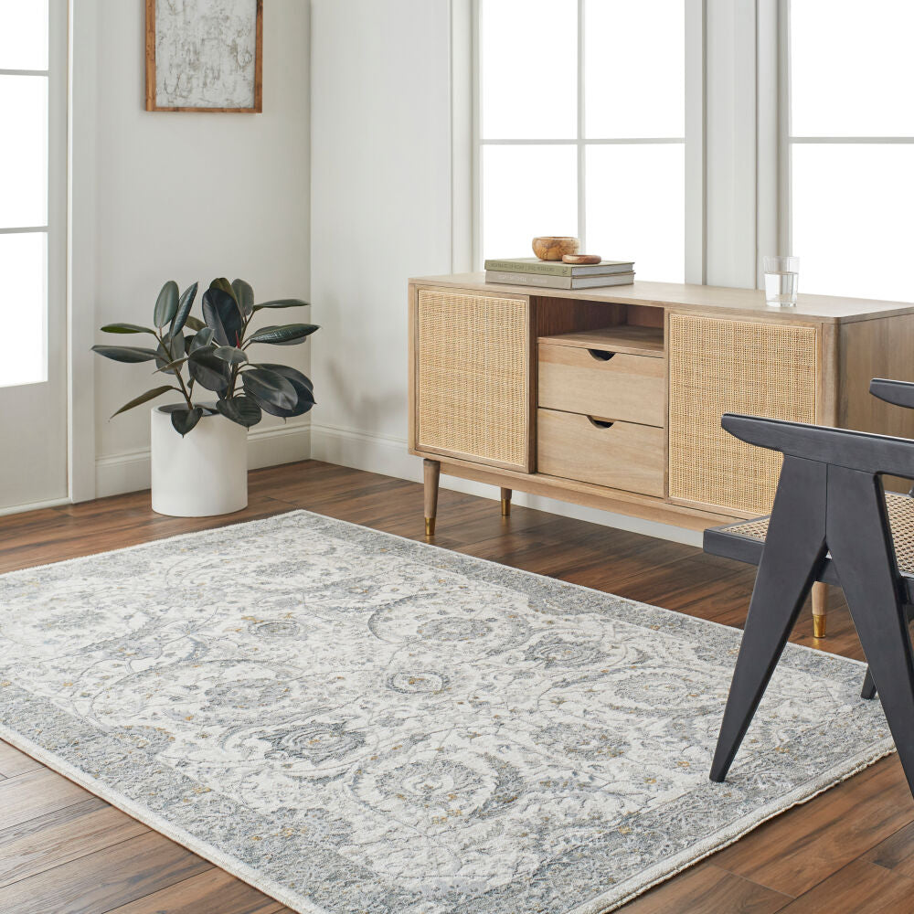 Dresden Denim/White Machine Woven Rug DRE-2326 - roomscene