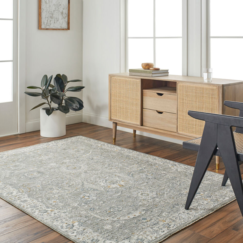 Dresden Denim/White Machine Woven Rug DRE-2327 - roomscene