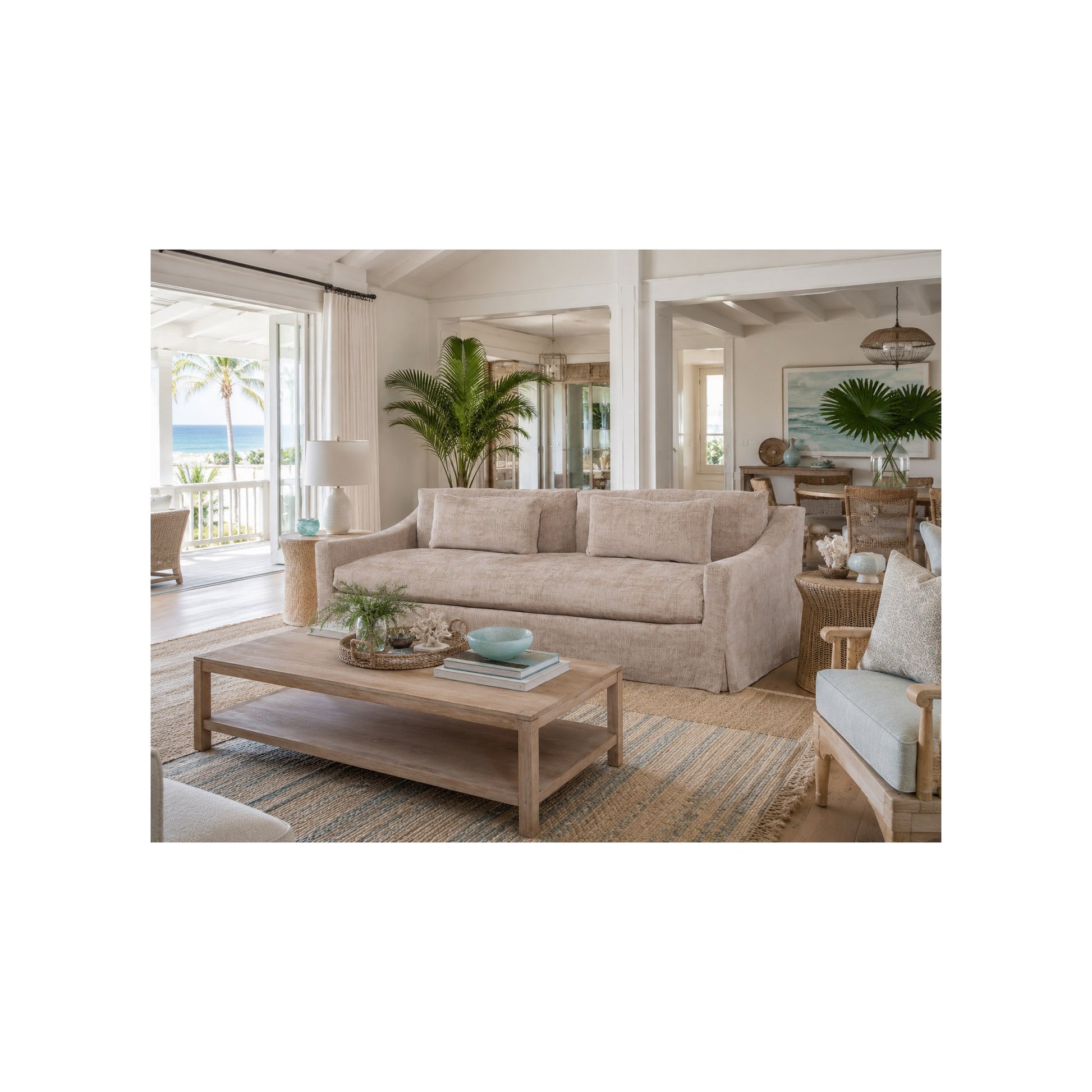 Dunne 96″ Slipcovered Sofa in Churchill Driftwood by Spectra Home Furniture - lifestyle room image