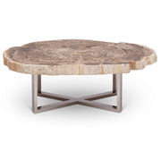 Relique - Eliza Coffee Table - Polished Stainless Steel Base - Natural Light Top