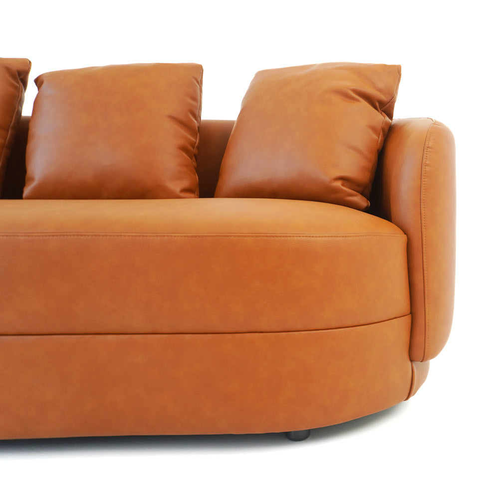 Dylan Round Arm Composite Leather Luxury Japandi Style Sofa