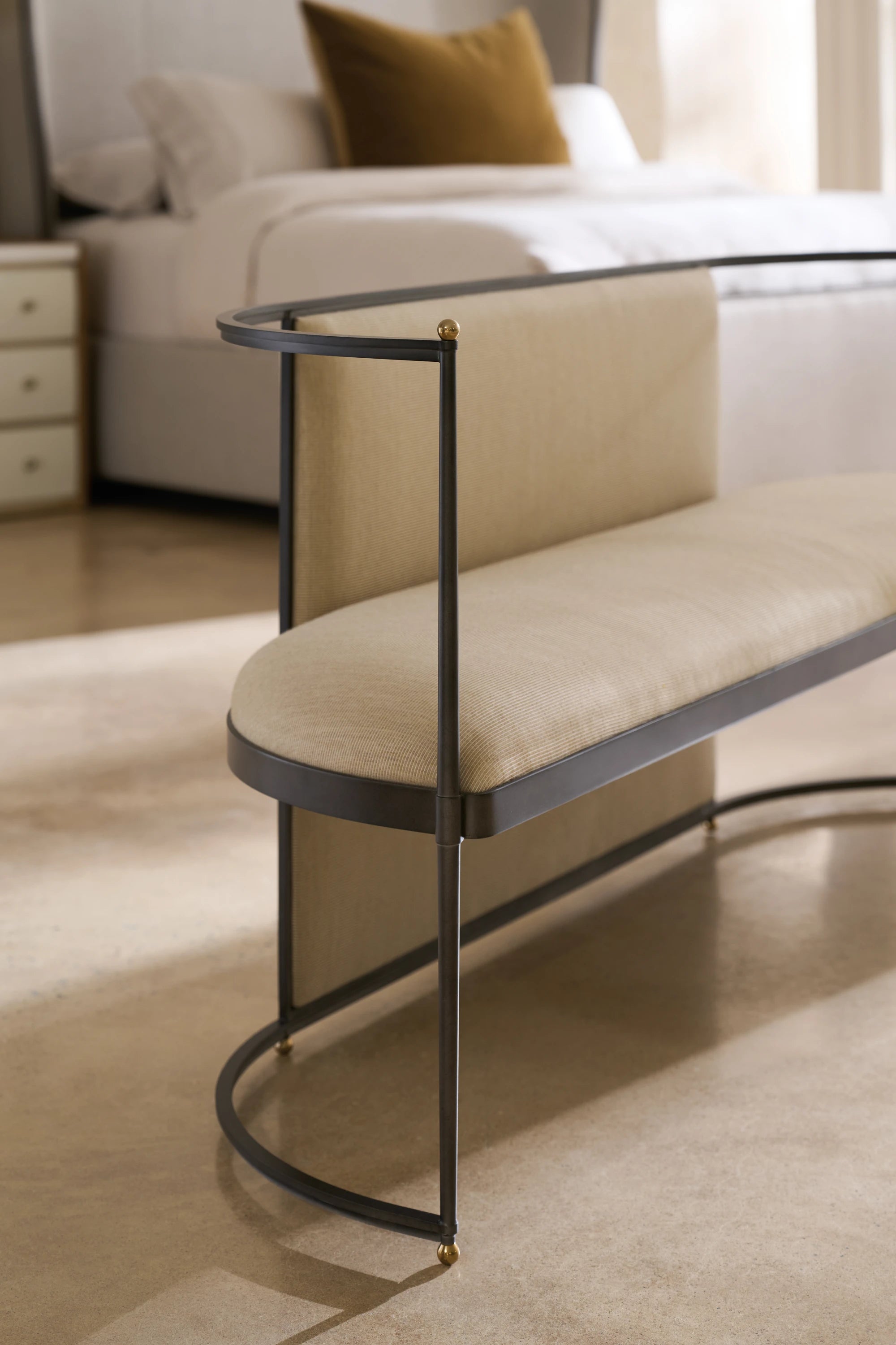 Toulouse Brushed Gold Bench 67" by Caracole - view 3
