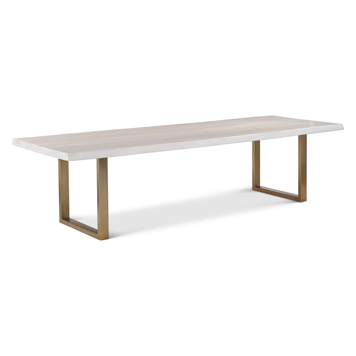 Brooks Dining Table U Base 40" x 116" White Wash Top - Brass Base by Urbia - detail 2