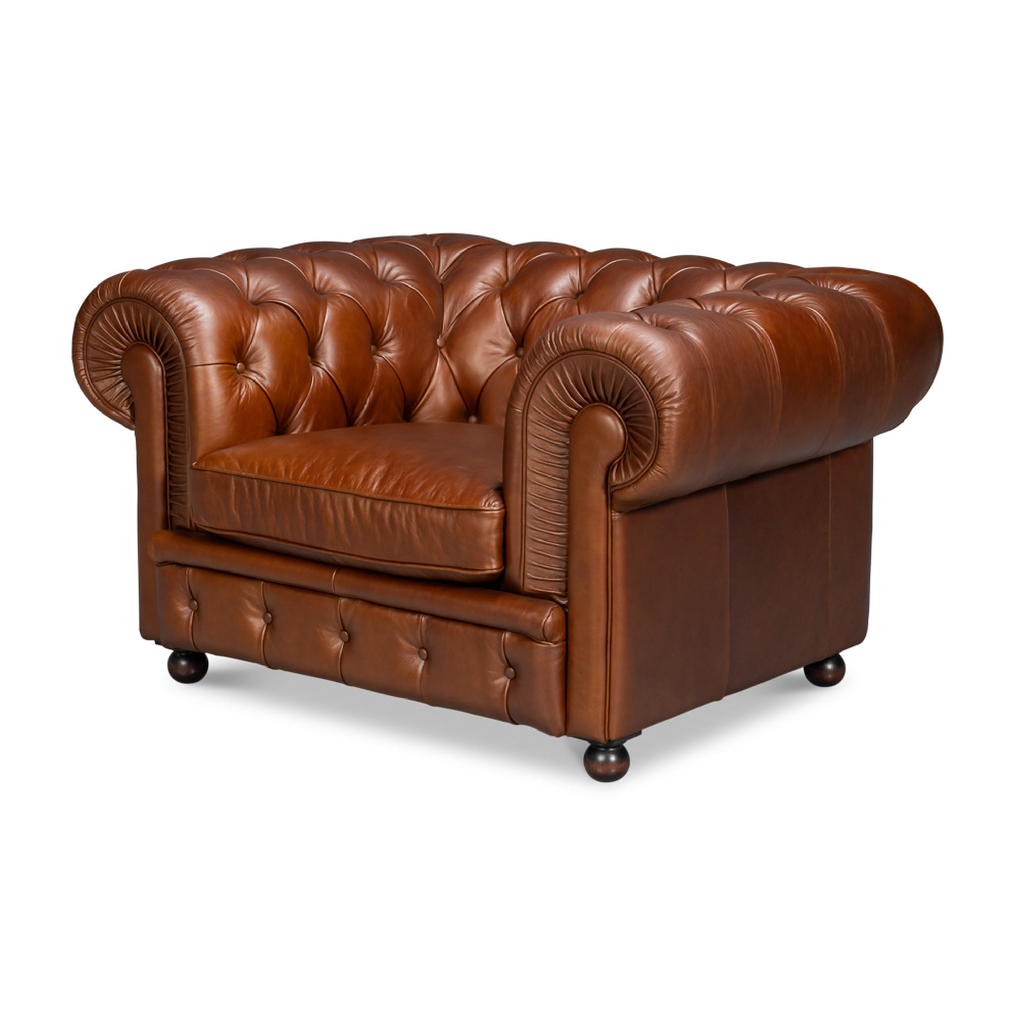 Savile Leather Chair,Dark Brown by Sarreid Ltd