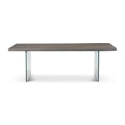 Brooks Dining Table Glass Base 40" x 92" Sandblasted Grey Top - Clear Glass Base by Urbia - product view