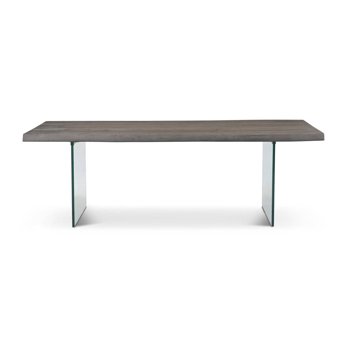 Brooks Dining Table Glass Base 40" x 92" Sandblasted Grey Top - Clear Glass Base by Urbia - product view