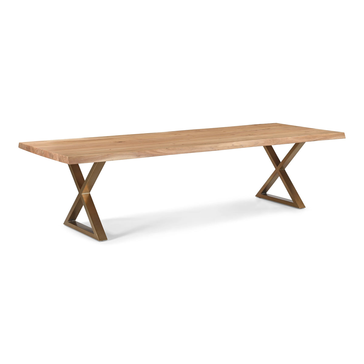 Brooks Dining Table X Base 40" x 116" Teak Top - Brass Base by Urbia - detail 2
