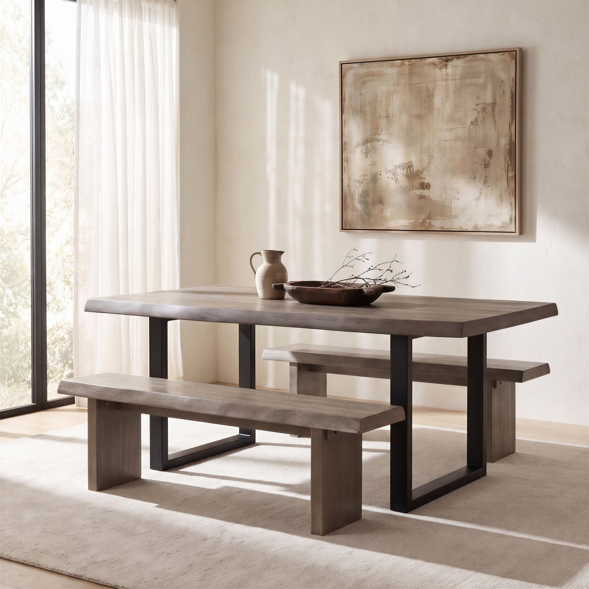 Brooks Dining Table U Base 40" x 79" Sandblasted Grey Top - Black Base by Urbia - detail 5