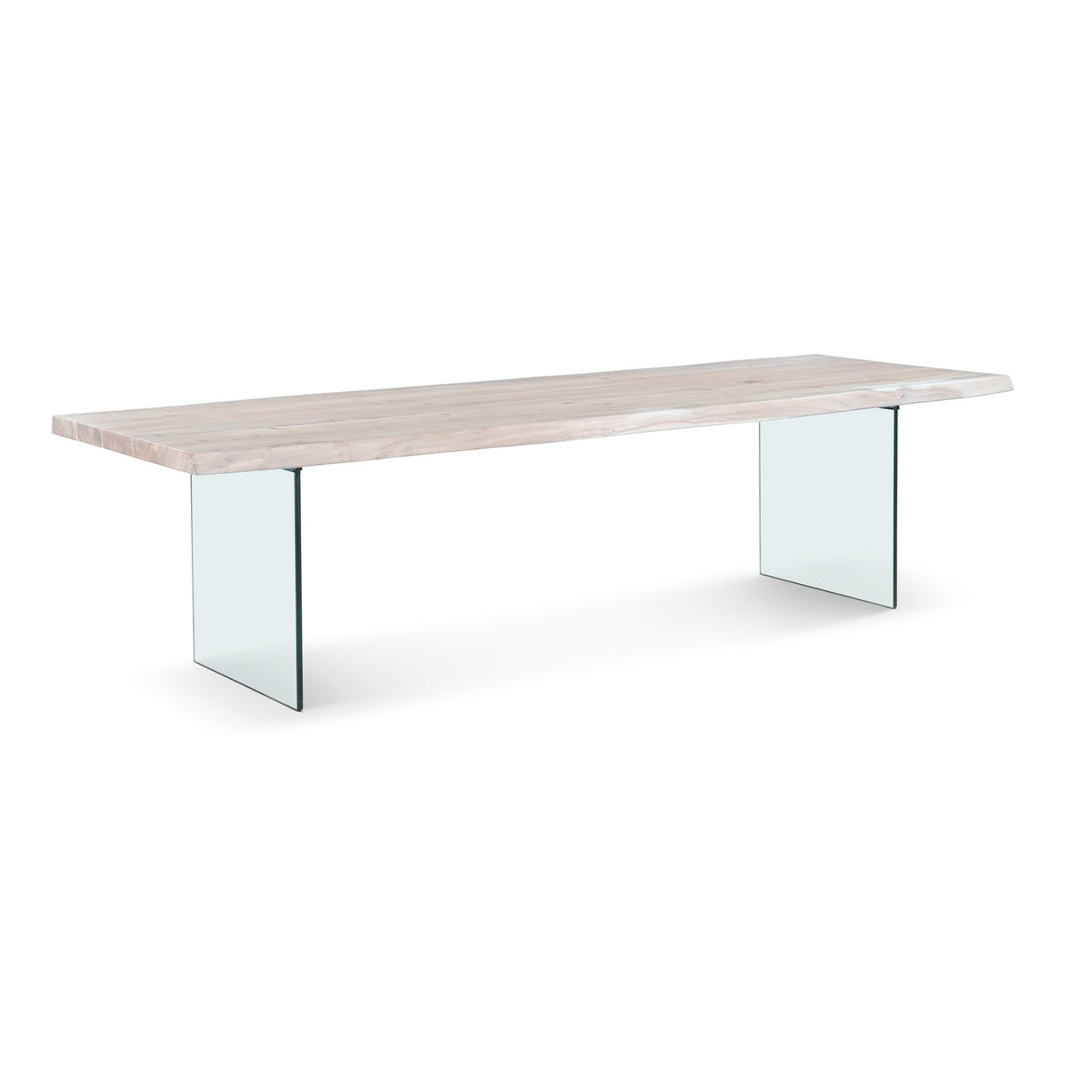 Brooks Dining Table Glass Base 40" x 116" White Wash Top - Clear Glass Base by Urbia - detail 2