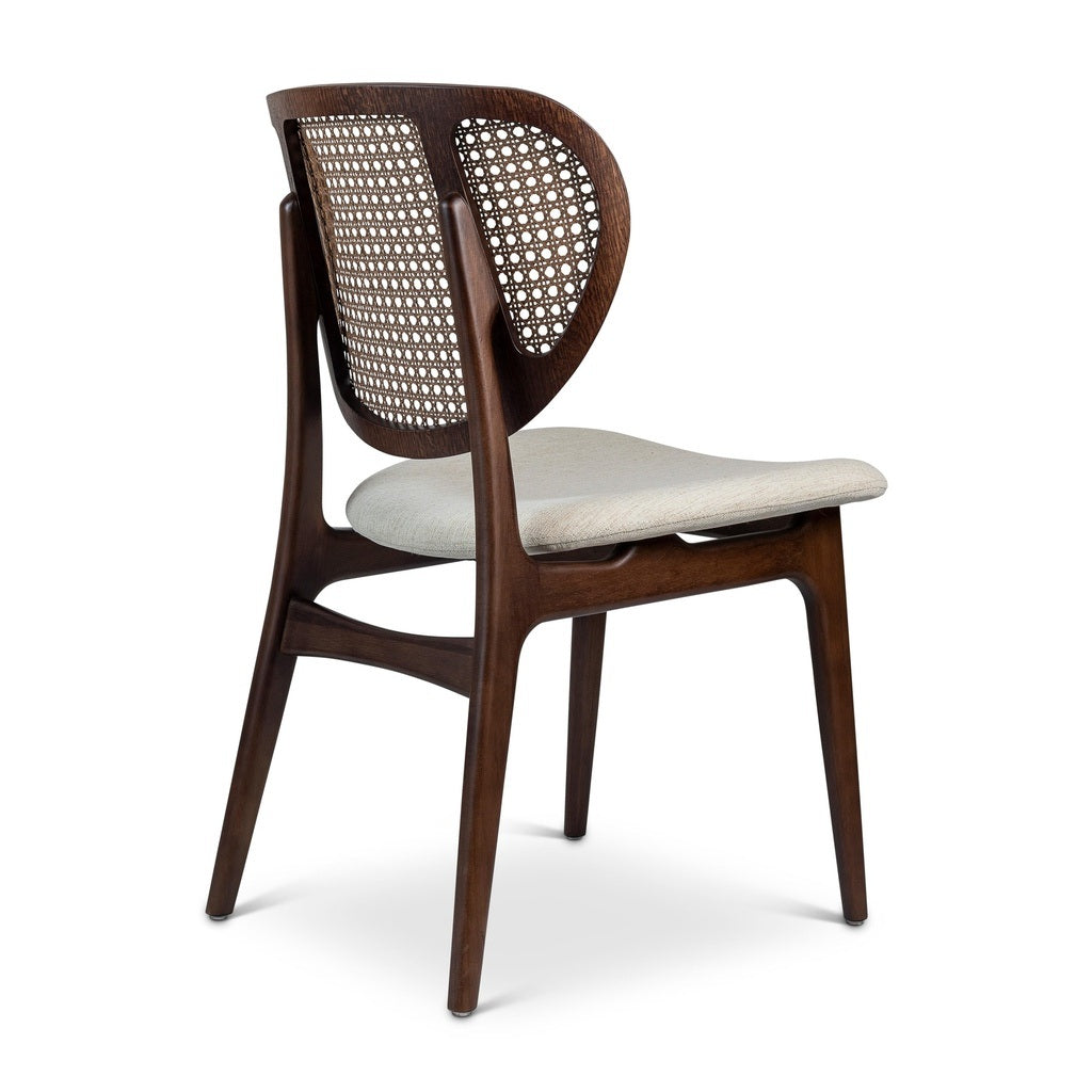 Modern Brazilian Joelma Cane Side Chair Medley Ivory Seat Nogal Frame - Nogal Cane Webbing by Urbia - detail 4