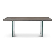 Brooks Dining Table Glass Base 40" x 79" Sandblasted Grey Top - Clear Glass Base by Urbia - product view