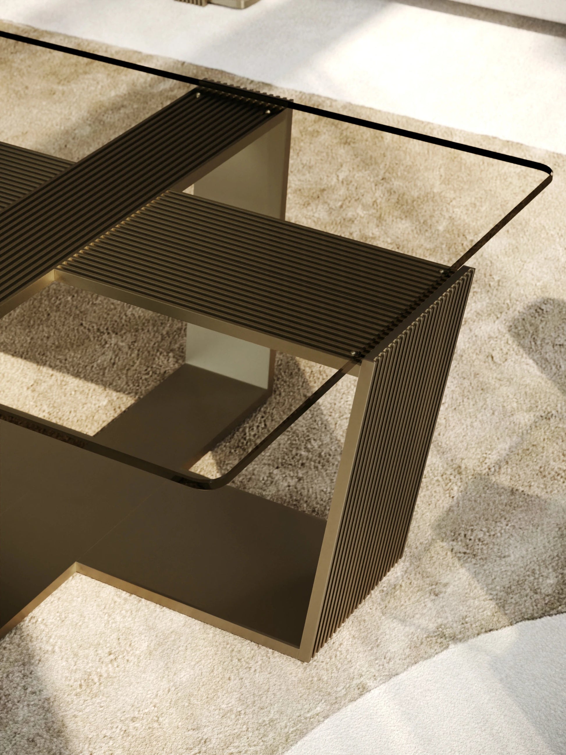 Counter Balance Cocktail Table Brushed Gold 61" by Caracole - view 4