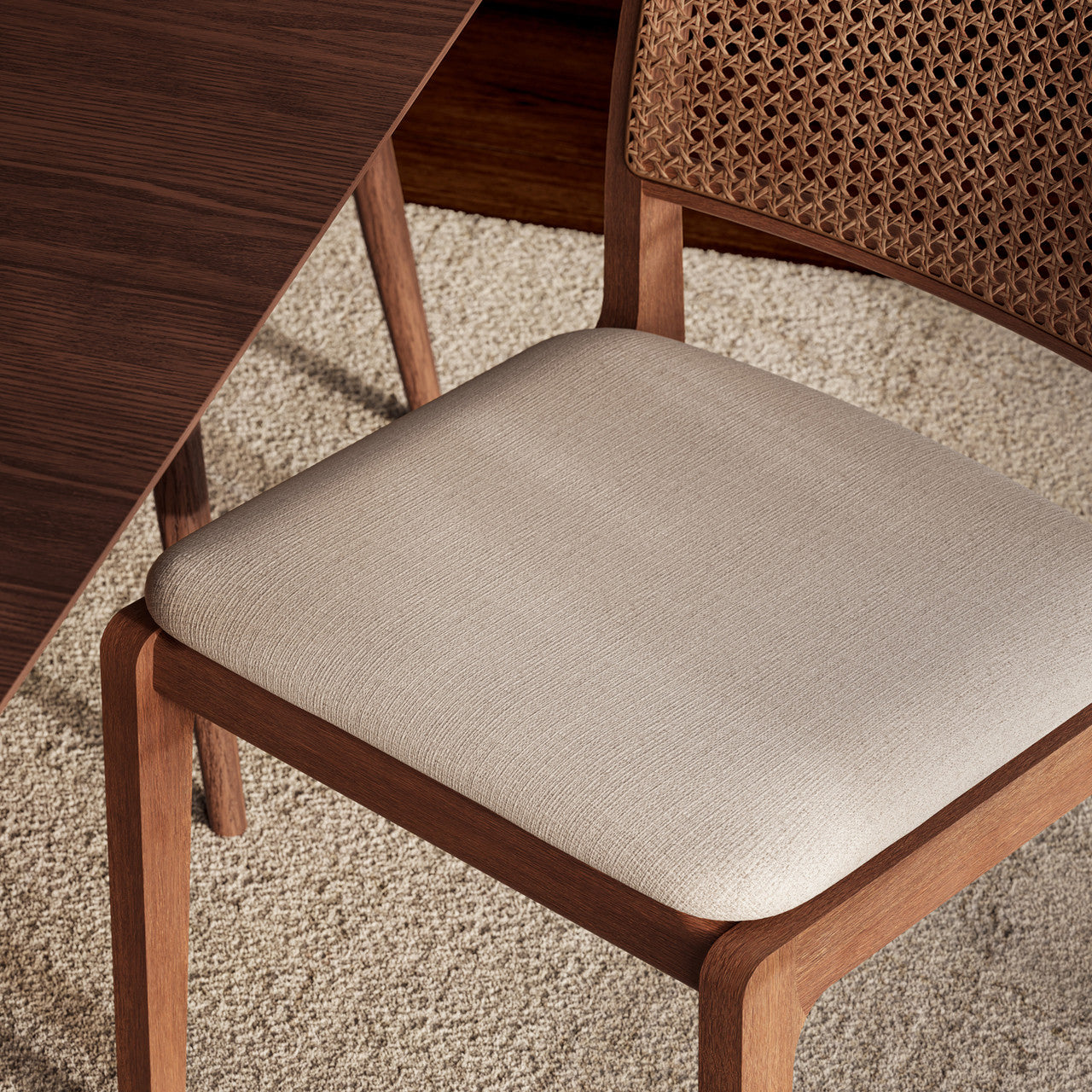 Modern Brazilian - Larissa Side Chair - Harvest Natural Upholstery - Nogal Frame
