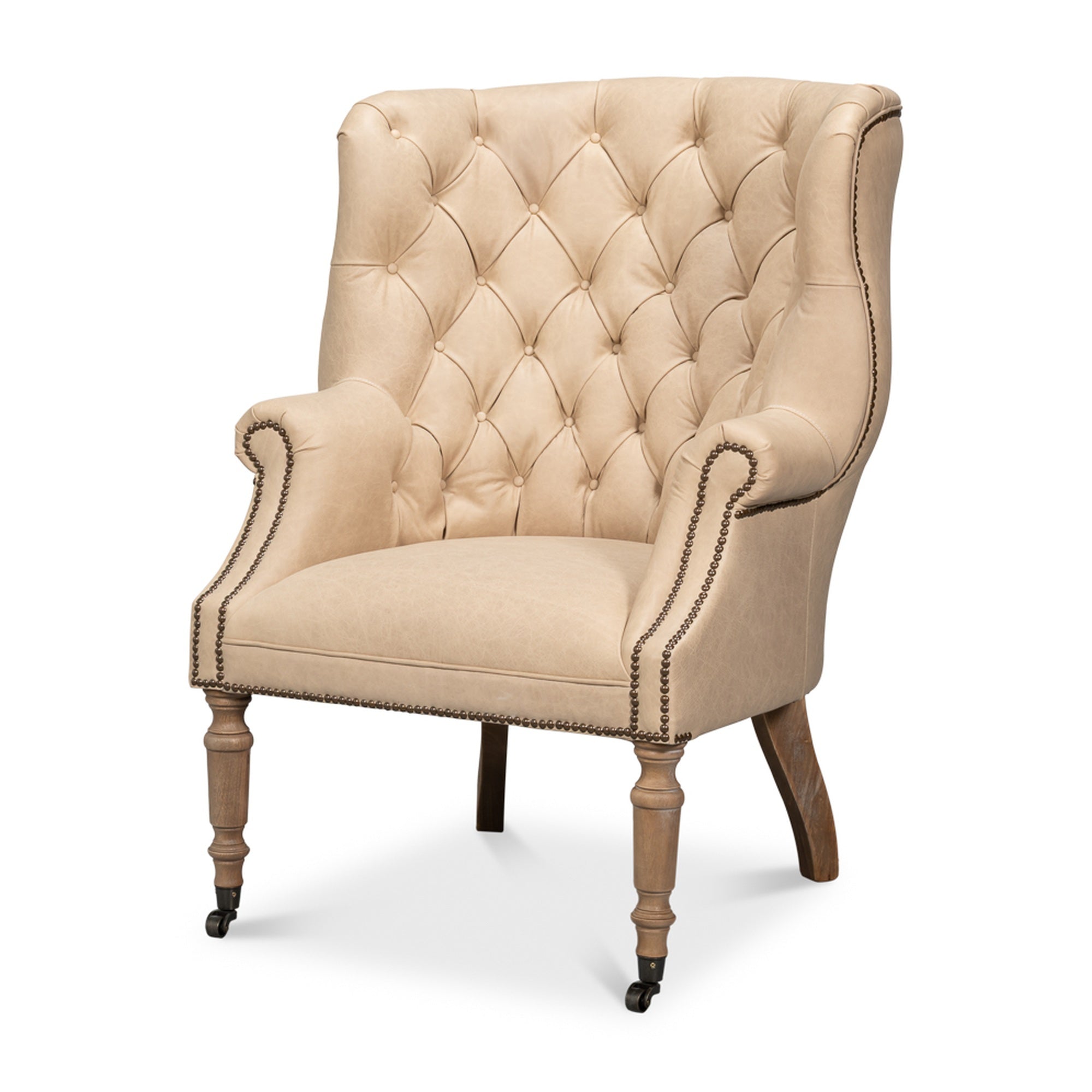 Welsh Cappuccino Leather Chair by Sarreid Ltd