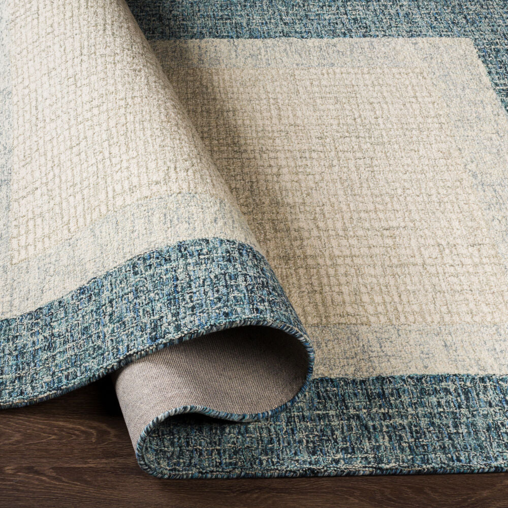 Elena Cream/Teal Handmade Rug EAE-2300 - fold