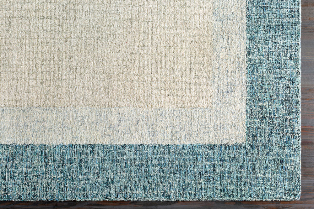 Elena Cream/Teal Handmade Rug EAE-2300 - overhead