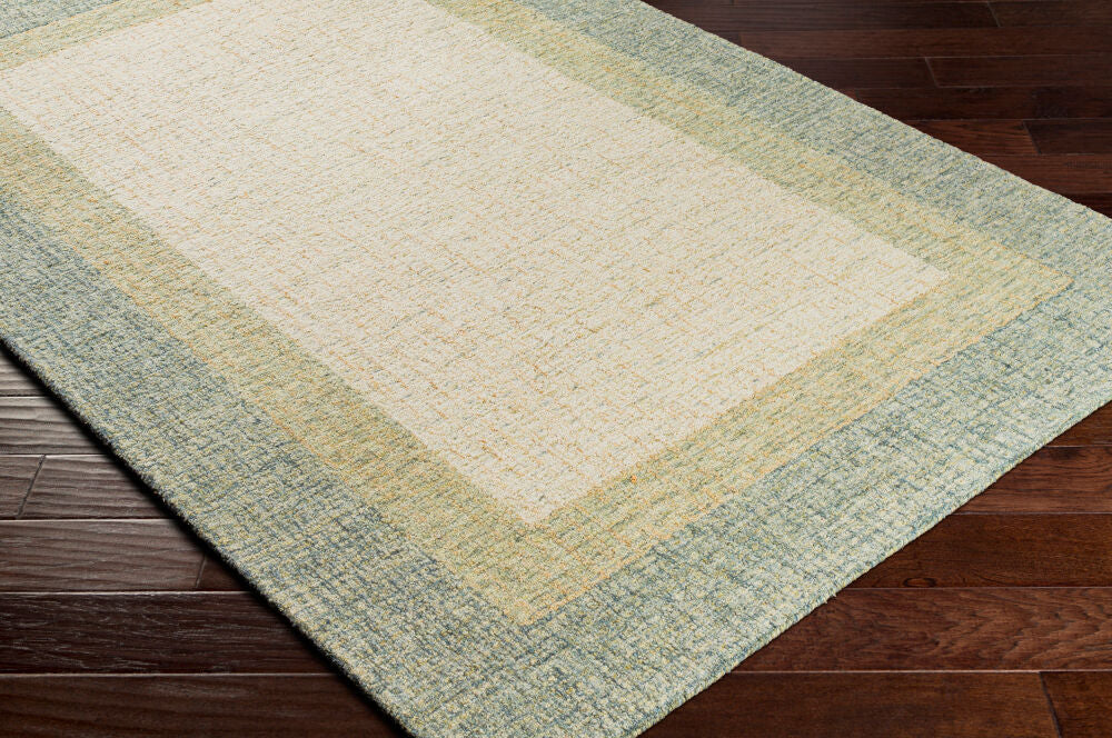 Elena Cream/Light Olive Handmade Rug - corner