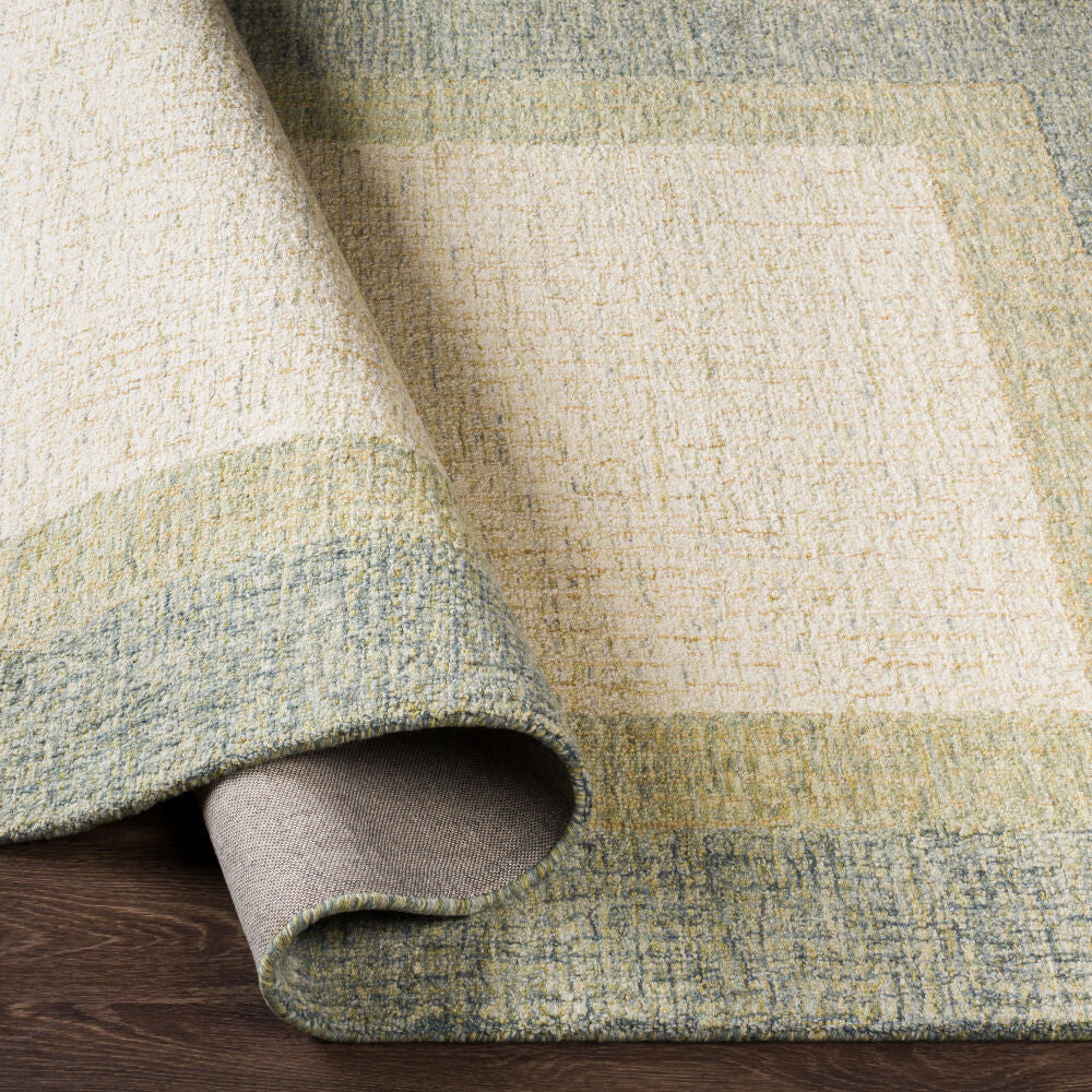Elena Cream/Light Olive Handmade Rug - fold
