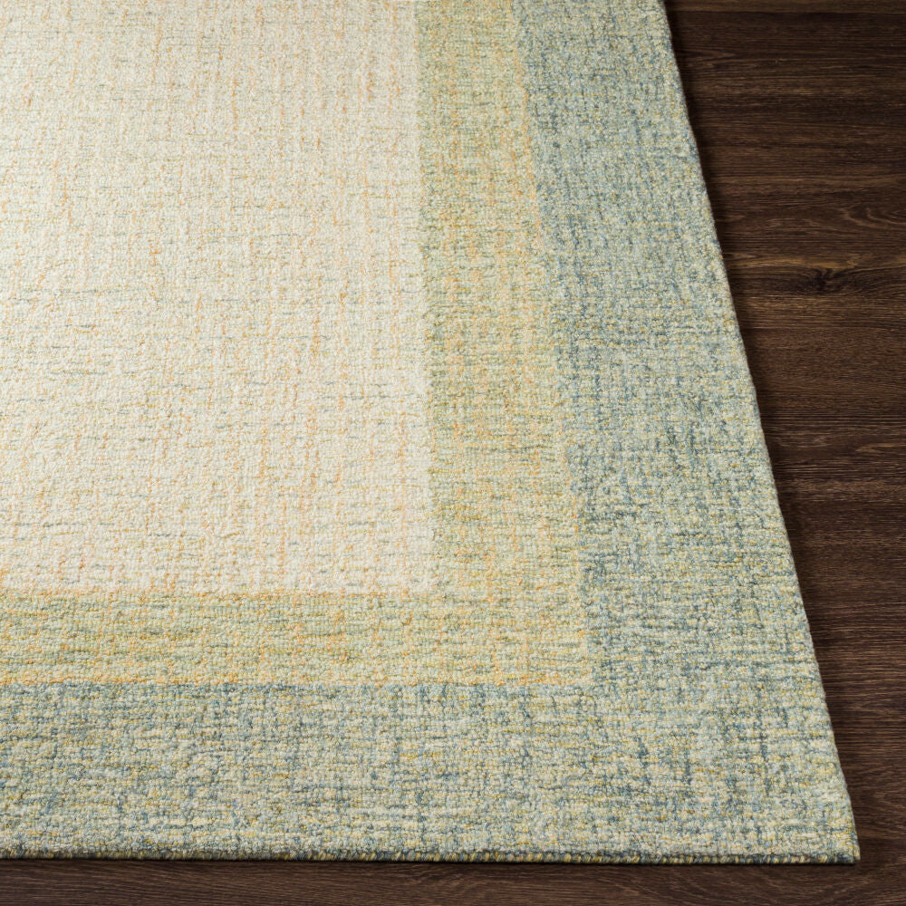 Elena Cream/Light Olive Handmade Rug - front