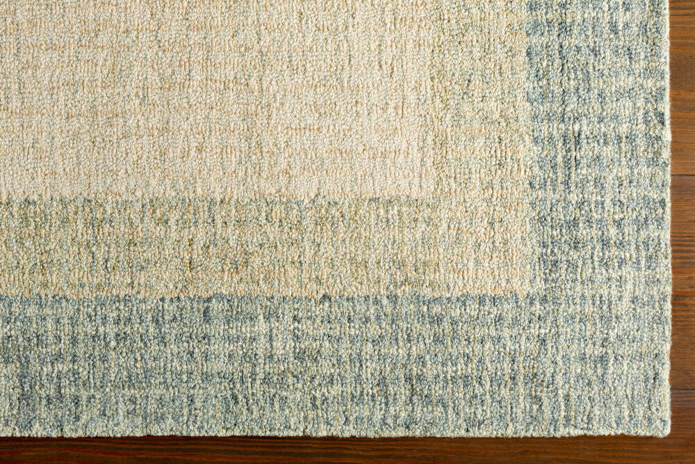 Elena Cream/Light Olive Handmade Rug - overhead
